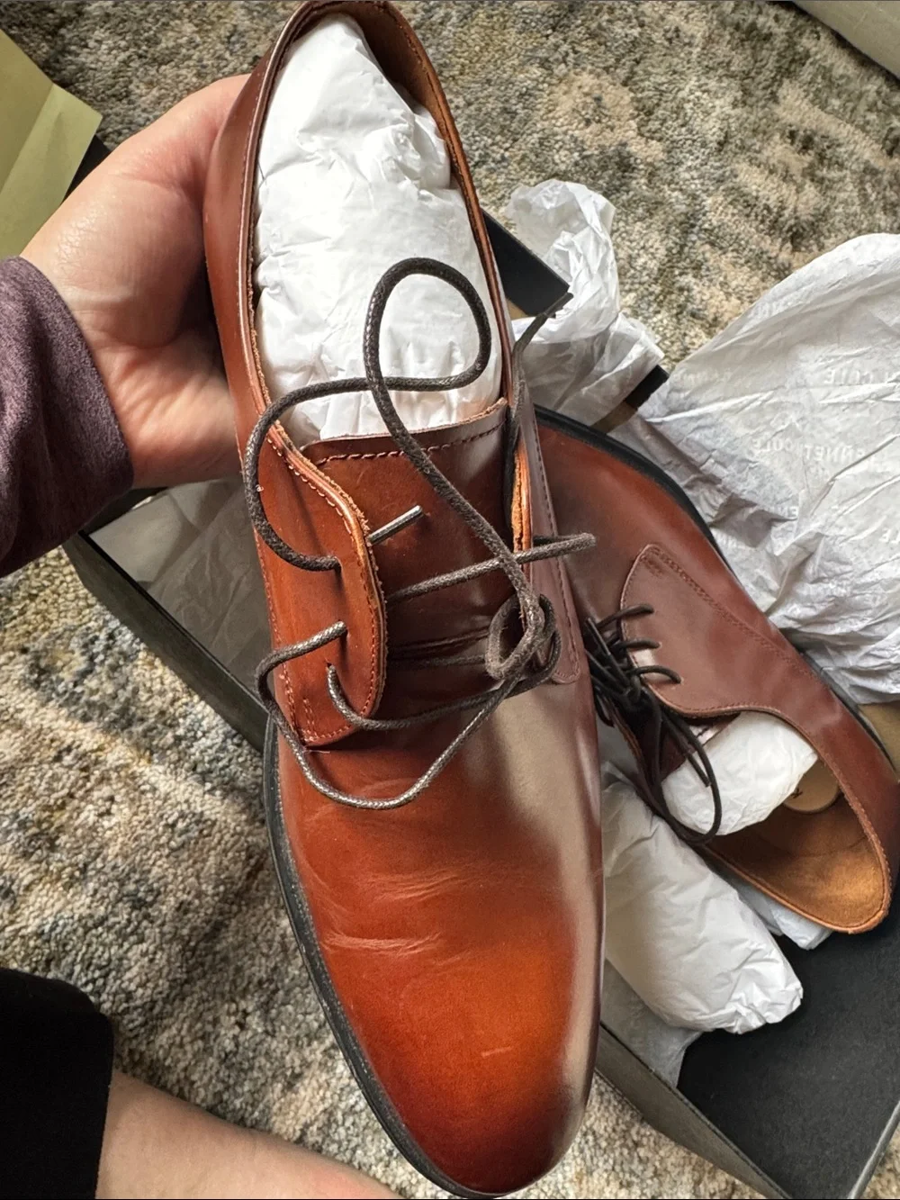 Men's Brown Leather Dress Shoes - Cognac Kenneth Cole 10.5